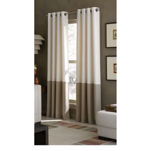 NEW Curtainworks Kendall Color Block Grommet Curtain Window Panel 52"x 95" Ivory